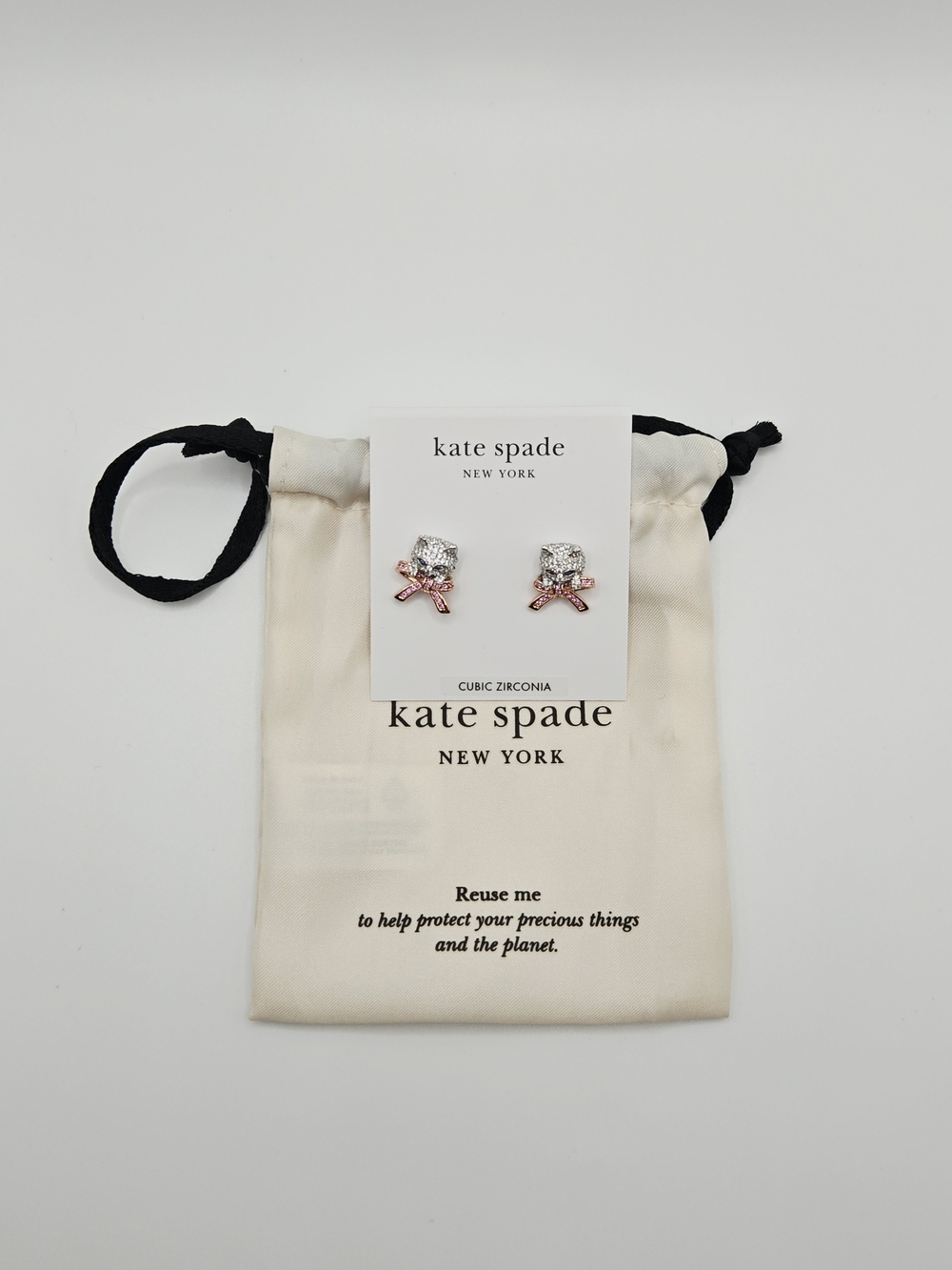 Kate Spade NY Pawlina Cat Stud Earrings With Dust Bag NWT